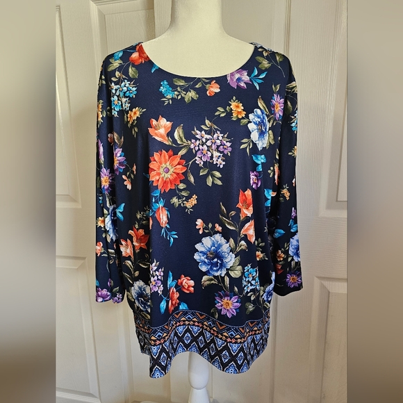 Alfred Dunner Tops - Womens Long Sleeve Floral Top XL